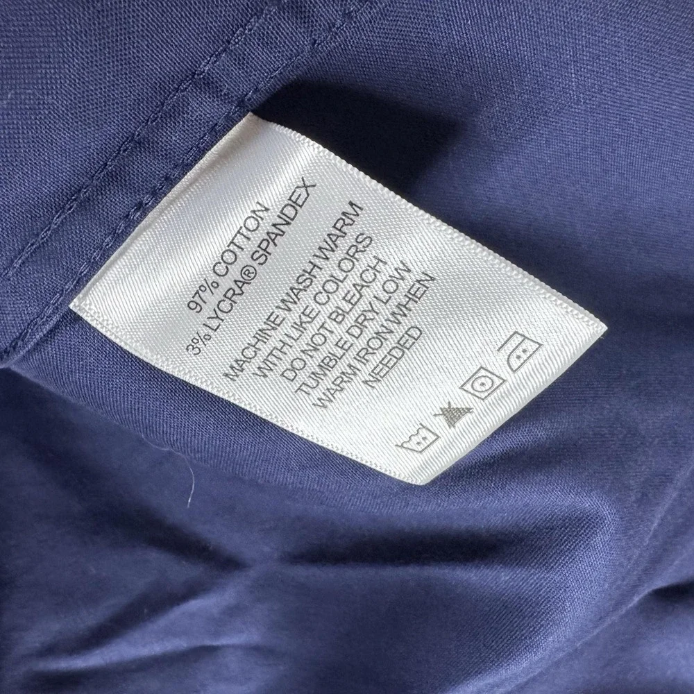 Foxcroft Shirt Womens 12 Blue Non Iron Stretch Button Up Long Sleeve Top